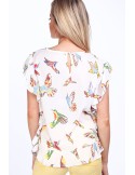 Cream blouse with colorful birds MP28391 - Online store - Boutique